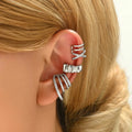 Vintage New Zircon C-Shaped Silver Earrings Set Non-Piercing Earrings for Trendy Fashion Brass Material for Anniversaries