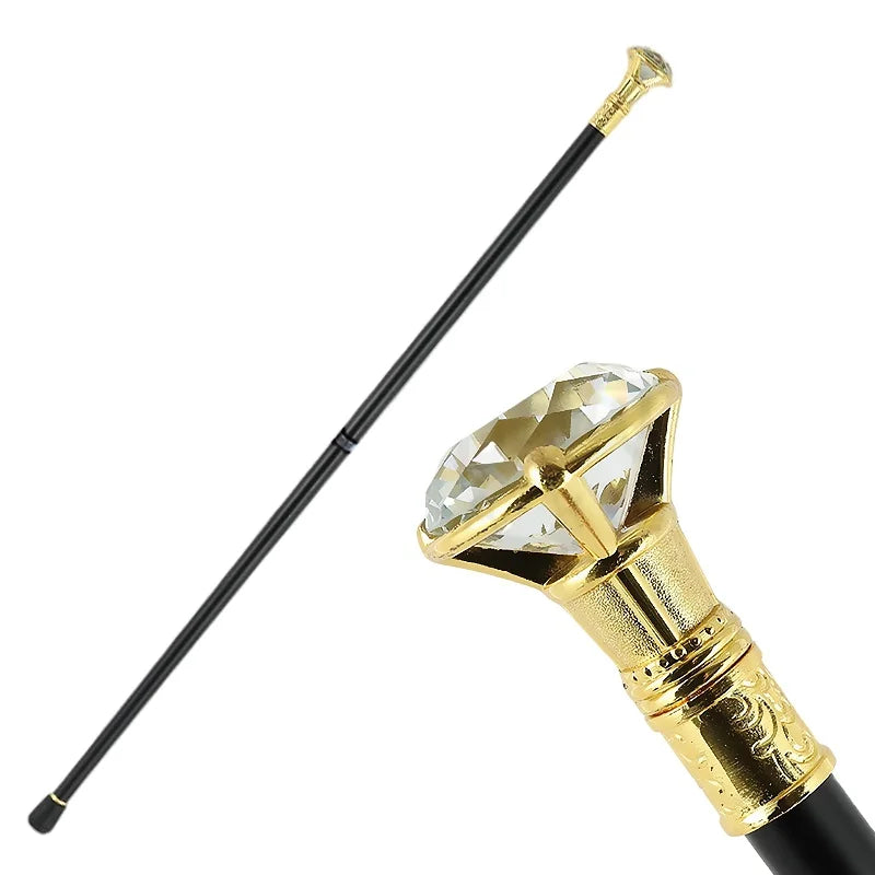 Round Handled Diamond Luxury Noble Scepter Metal Cane Holiday Party Decoration Double Section Detachable Gentleman Cane