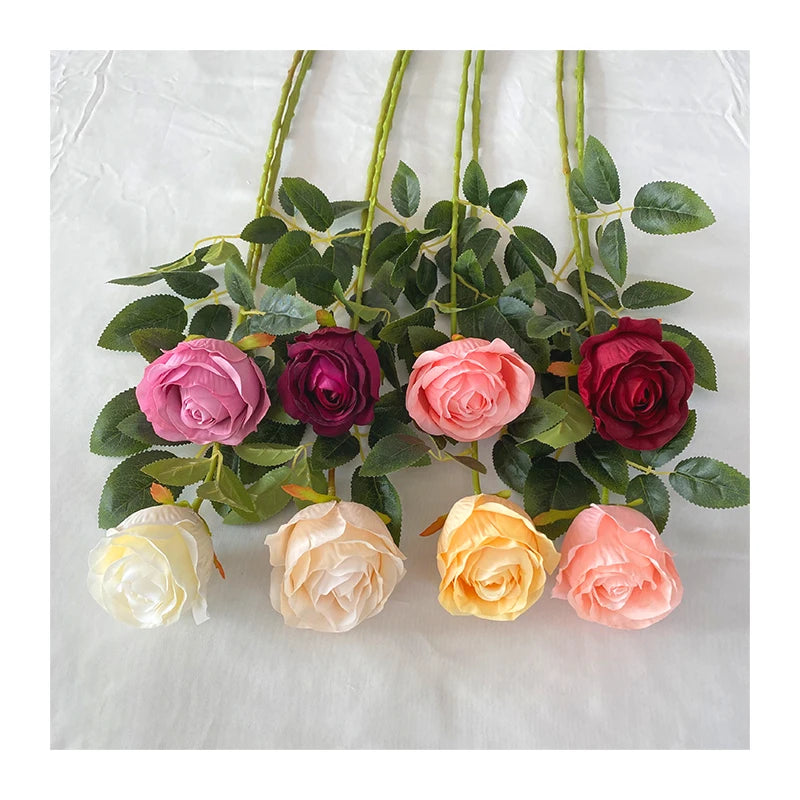 Spot Wholesale Artificial Single Rose Wedding Hotel Decoration Auspicious Flowers