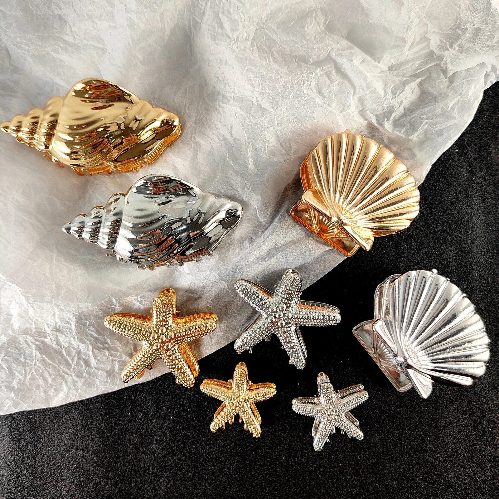 New Korean Women Conch Shell Hair Clip Hair Accessories Special Shape Gold Metal Hair Claw Clips for Girls