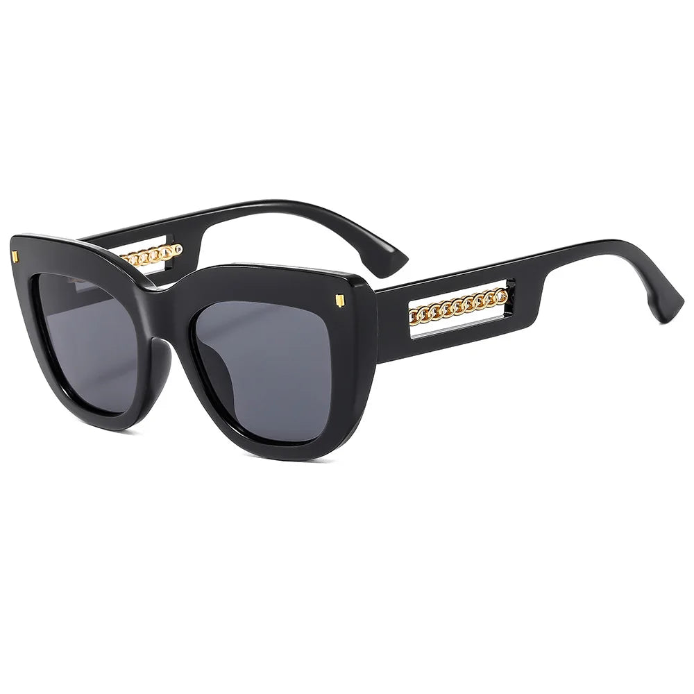 9610 Plastic Custom Sunglasses 3d Metal Logo Tortoise Shell Sunglasses Men in White Chain for Decor Big Frame Cat Eye Sunglasses