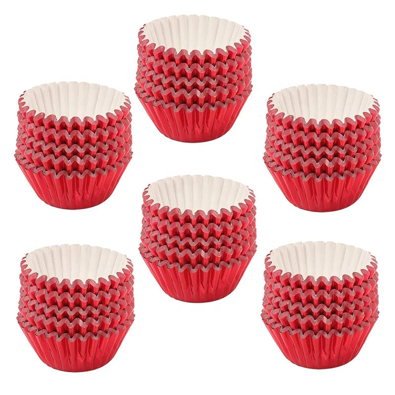 Newest Mini Rose Gold Aluminum Foil Cupcake Wrappers Cases Colorful Mini Cupcake Liners Cups Container for Baking Cake Tools