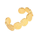 Premium Volcanic Rock Design Metal Melting 18k Gold Plated Brass Round Disc Bangle Retro Blank Cuff Bracelet Jewelry Wholesale