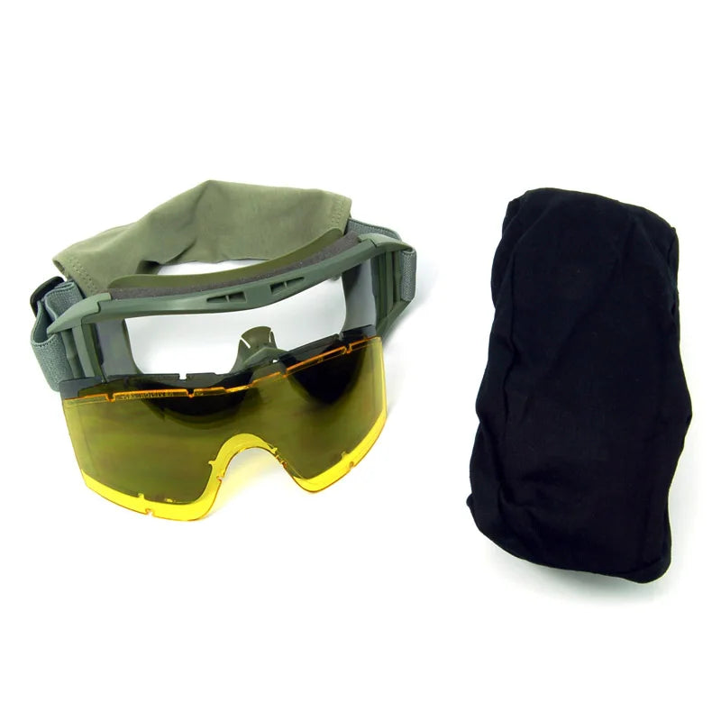 CE Polarized Tactical Google EN166 4.0mm Shooting Googles 3 Lens Cycling Welding Paintball Safety Protection Glasses