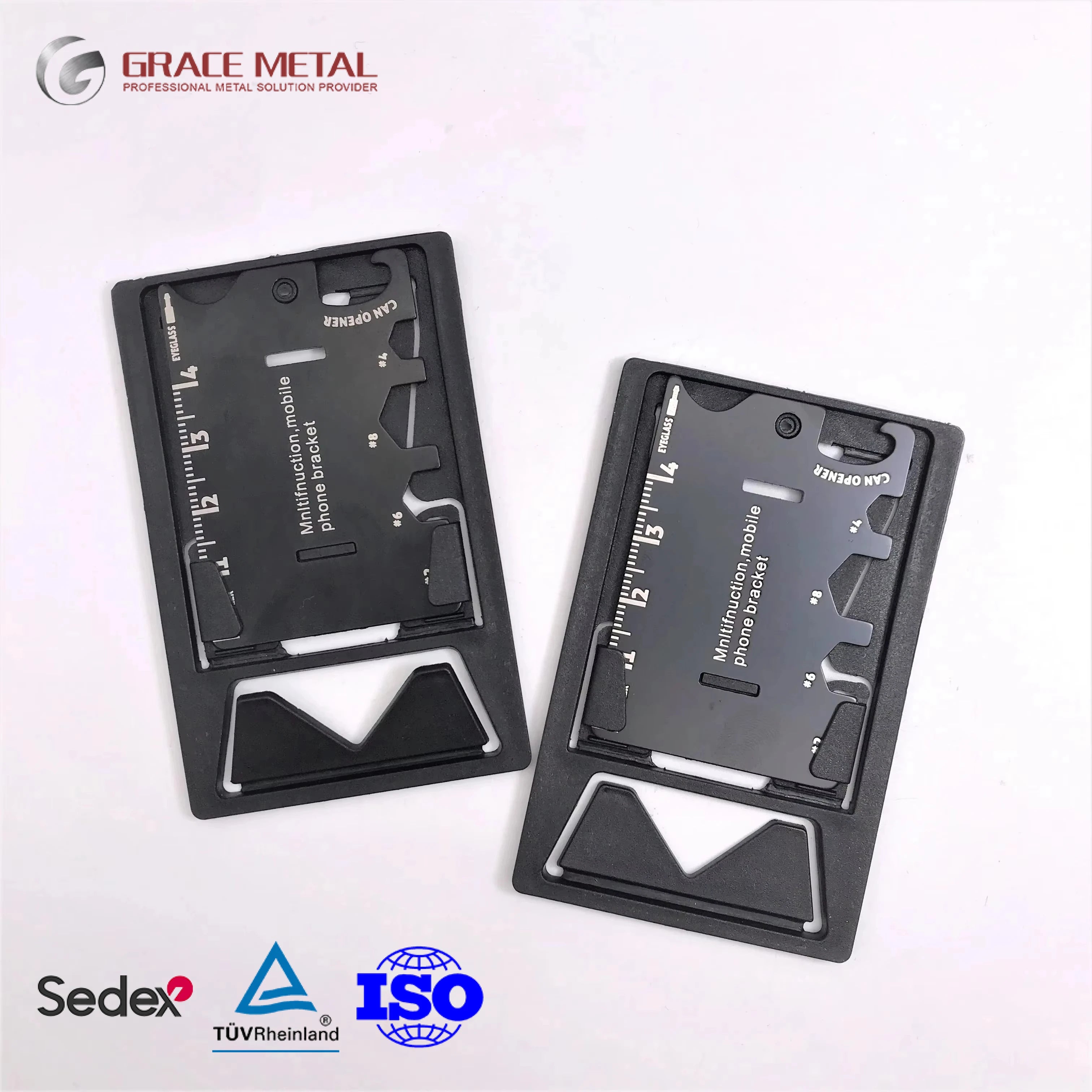 Camping Accessories 10 In1 EDC Stainless Steel Pocket Gadget Wallet Credit Card Tool Multitool Card with Phone Holder