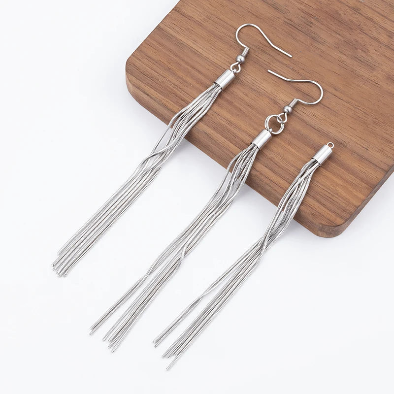Without Hook Pendant Stainless Steel Tassel Pendant Personalized DIY Earring Jewelry Making Components Semi-Finished Product