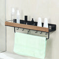 Good Quality Multifunctional Wall Mounted Bathroom Shelf Home Use No-Punch Shelves with Rod with Hooks Shower Storage Shelf