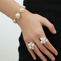 Stainless Steel Pearl Bracelet 18K Gold Plated Light Luxury Elegant Jewelry