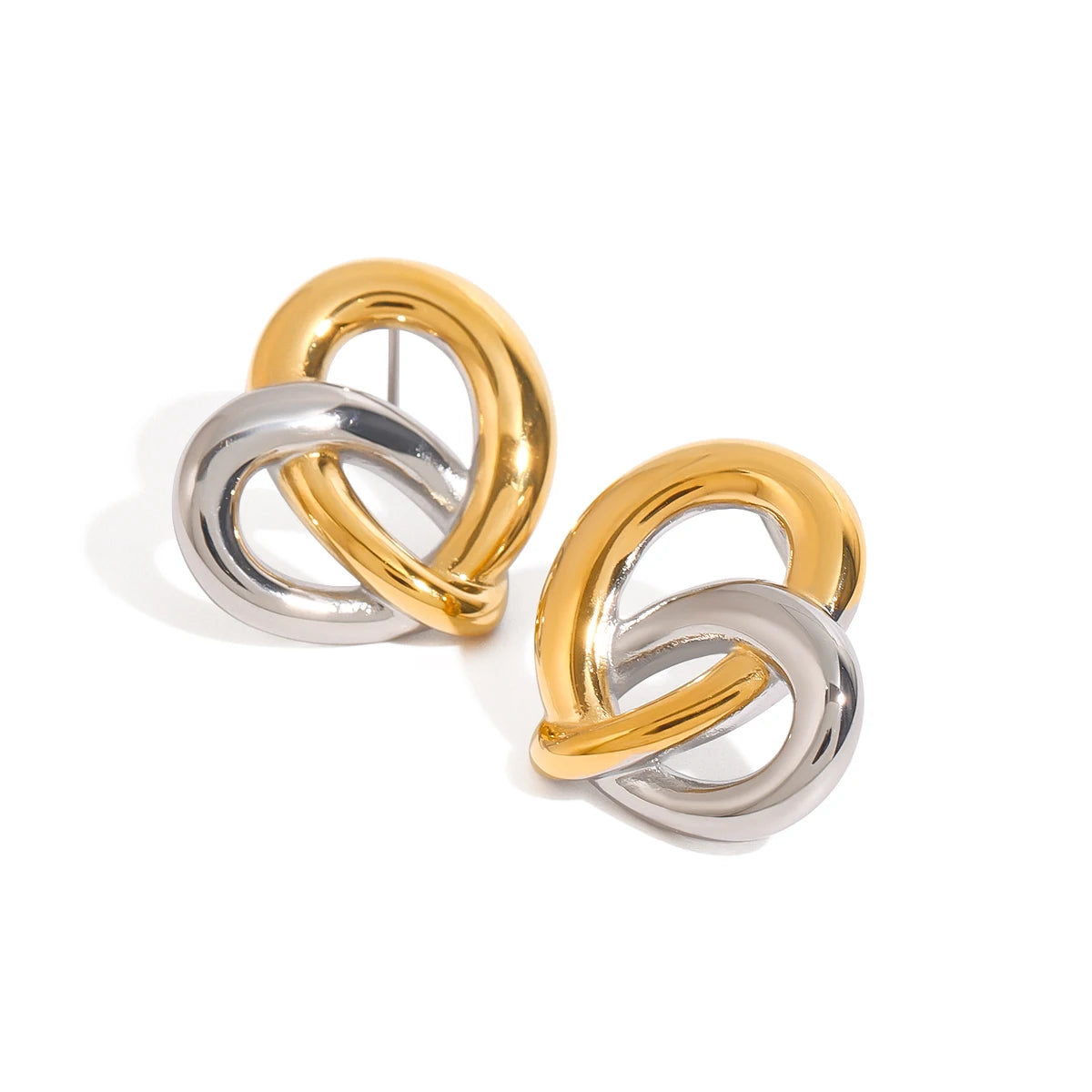 J&D 18K Gold Stainless Steel Polished Minimalist Trendy Jewelry Twisted Heart Hoop Earrings for Women