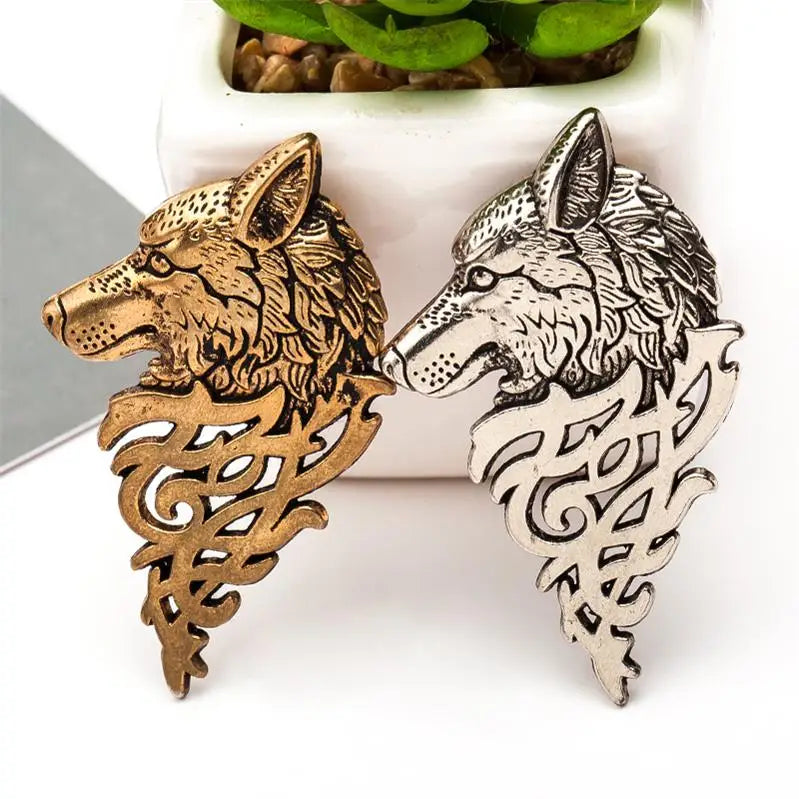 Brooches Fashion Men'S Suit Collar Pin Buckle Wolf Head Brooch Pin Jewelry Wholesale Vintage Personality Jewelry Wolf Pin