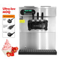 Moseener Stainless Steel Table Top Soft Serve Ice Cream Maker 3 Flavor Machine for Making Fruit Milk Water Flour-Based Ice Cream