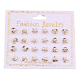 2022 Trendy Simple Alloy Pearls Diamond Stud Earrings Set Fashionable Stars Moon Hearts Huggie for Parties for Foreign Trade