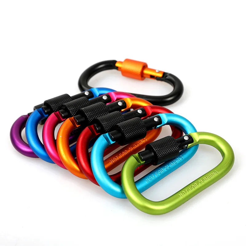 Aluminum Ally D Key Rings Hiking Clips Locking Carabiner Snap Hooks Spring Link Metal Key Chain Carabiner Clips with Screw Gate