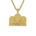 18K Gold Plated Stainless Steel Religious Last Supper Zircon Square Pendant Necklace with Link Chain for Men