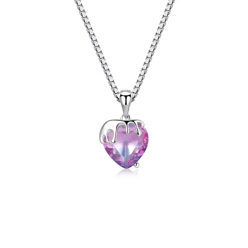 2024 New 925 Silver Lava Love Heart Pendant Cute Necklace for Mother Girlfriend Pendant for Women