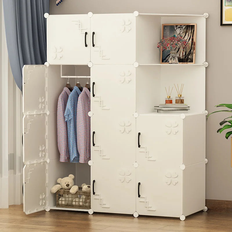 Modern Plastic Wardrobe with Drawer for Hospital and Living Room Clothes Storage Foldable Design