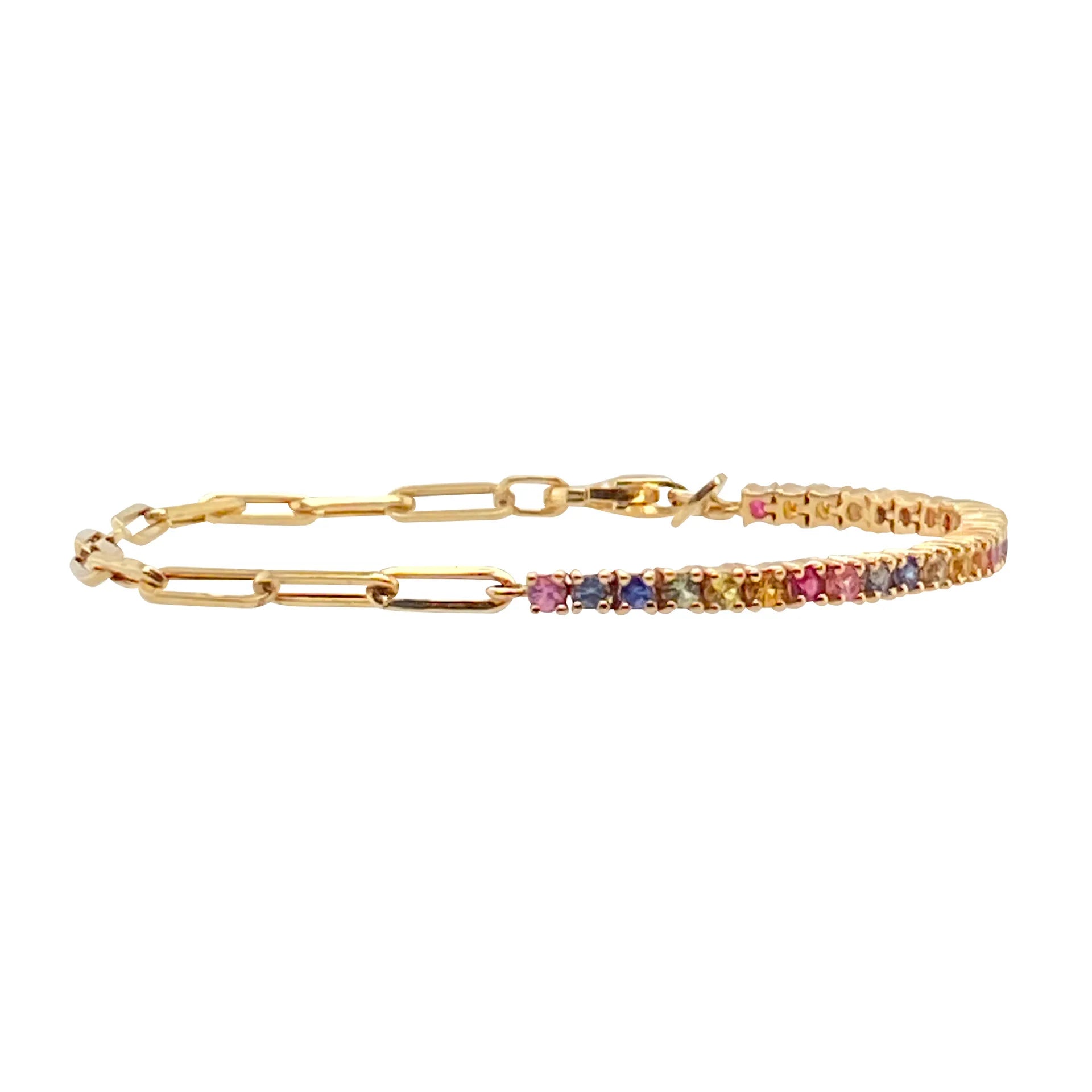 New Fashion 18k Gold Plated Paper Clip Rhinestone Tennis Bracelet Women