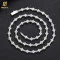 NUOYA New Arrive 6.5mm Silver Tennis Chain Brass with Bling Zircon Flower Shaped Tennis Chain Necklace for Women