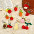 Handmade Wool Crochet Macrame Keychain Fruit Woven Keyrings Carrot Avocado Strawberry Cherry Pig Anime Women's Bag Charms
