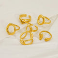 MC289 Wholesale Stainless Steel 18k Gold Plated Jewelry Geometric Hollowed-out Ring Minimalist Knotted Cross Ring Fashion Ring