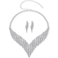 Bridal Necklace Earring Set Classic Rhinestone Sparkling Rhodium Plated Wedding Party Jewelry Accessories
