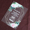 Beautiful Transparent Acrylic Wedding Invitation Card Envelope Gold Stamping Green Leaves Featuring Music Angel Cross Styles