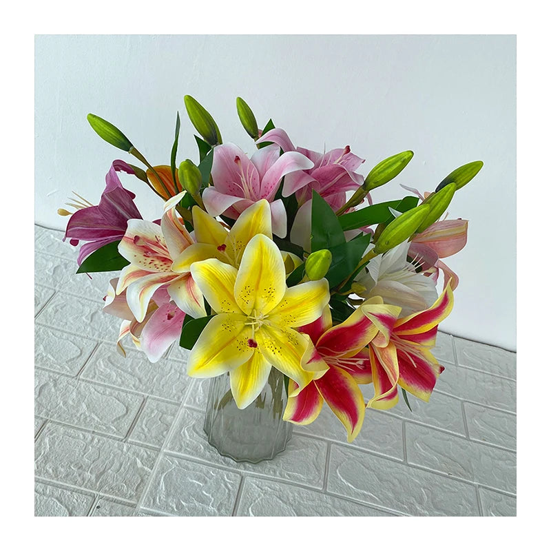 Short Branch 2 Small Lily Decoration Mariage Artificial Flowers Decorative