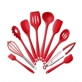 Factory Wholesale Home Kitchen & Television Use Multi-Functional Mini Large Silicone Kitchen Utensils Set of 10 Pcs