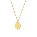 Oval Pendant Jewelry Stainless Steel Plated 18K Gold Beads Chain Fingerprint Pendant Necklace