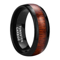 OAHLAN Fashion Jewelry 8mm Abalone Shell Black Plated Wood Inlay Tungsten Carbide Rings for Men Engagement Ring