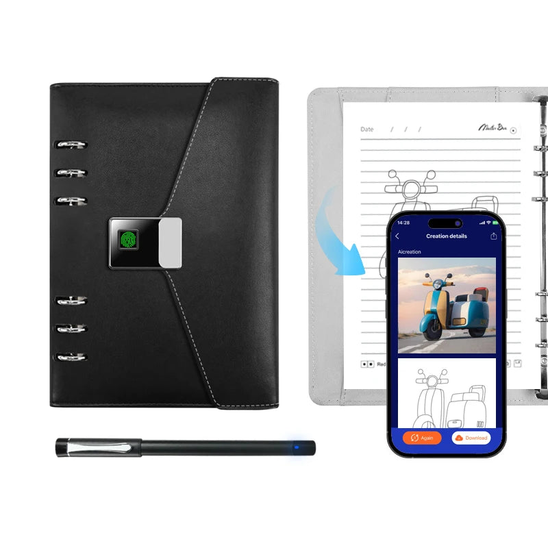 Factory Prices Multifunction Notepad Business Notebook Design Agenda Writing  Leather Notebook Journa With Pen Lock and Software