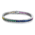 Zhanhao Rainbow Series Jewelry Colorful Statement Bracelets for Women Sterling Silver 925 Tennis Bracelet Bangles Party Gift