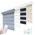 Remote Control Wireless Smart Tuya Zigbee APP Automatic Powered Dual Layer Light Filtering Motorized Zebra Blinds for Window