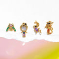 Hot New 925 Silver Needle Set Earrings Creative Cartoon Character Micro Inset Color Zirconium Animal Ear Stud Sets MegaBDM