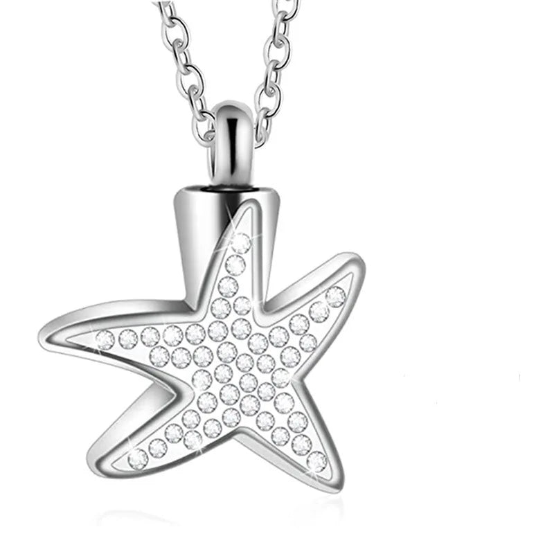 Wholesale Stainless Steel Starfish Seashell Beach Cremation Pet Ash Holder Jewelry Keepsake Urn Fine Pendant Necklace