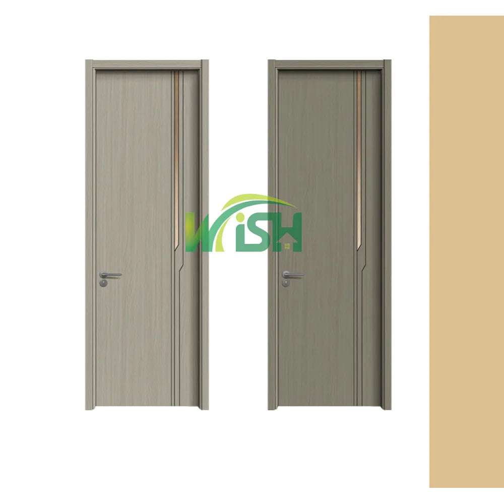 Wish Flush Paint Free Wooden Interior Doors Modern Design Customized Wood Doors for Apartment House Hotel