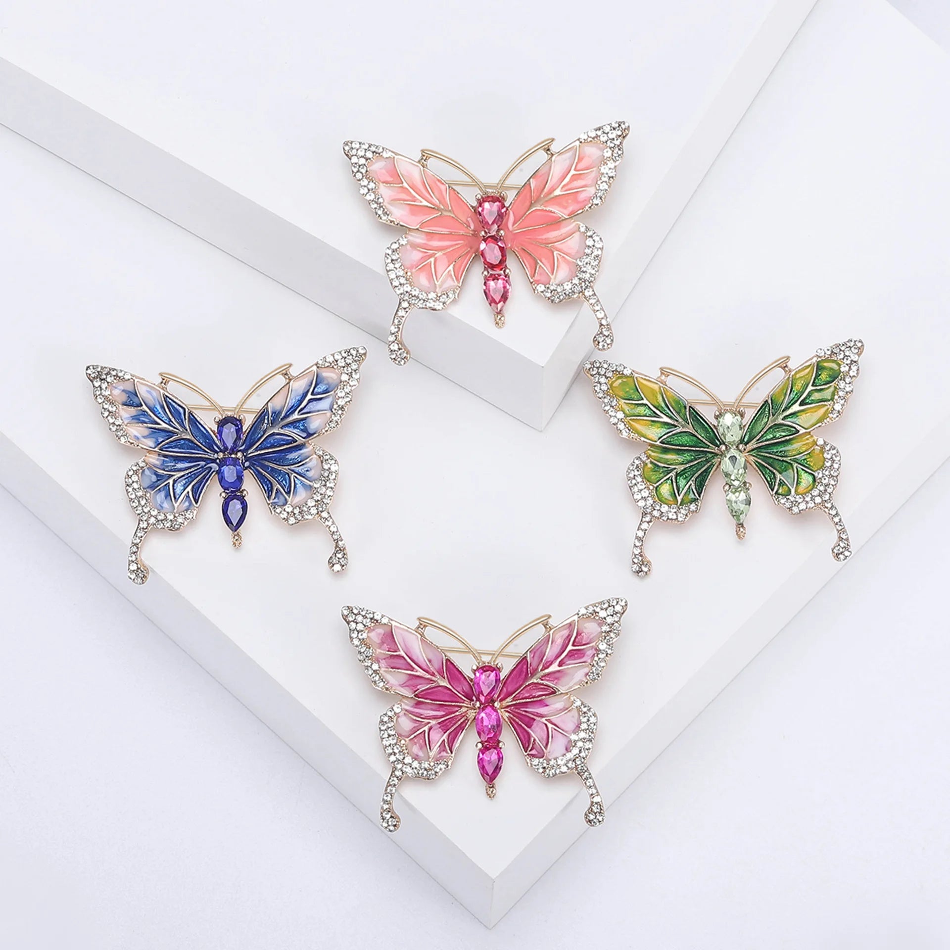 Fashion Insect Brooch Jewelry Enamel Butterfly Pins Brooches for Women Gifts Rhinestone Animal Brooch Pin (KBL143)