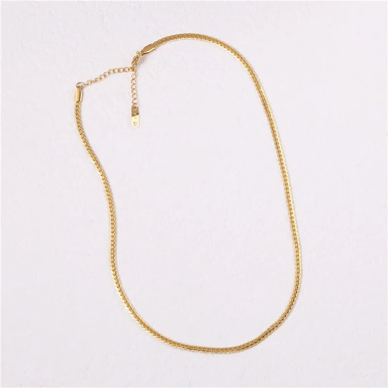 Fenny Wholesale 18K PVD Plated Waterproof&No Fade Permanent Herringbone Stainless Steel Choke Chain Necklace for Women