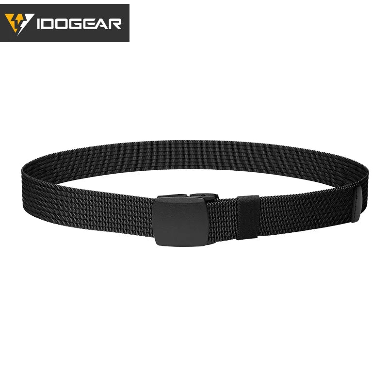 IDOGEAR Tactical Belt Nylon Black 1.5" Lightweight No Metal with POM Buckle Tail Clip EDC Belt Mens Belt