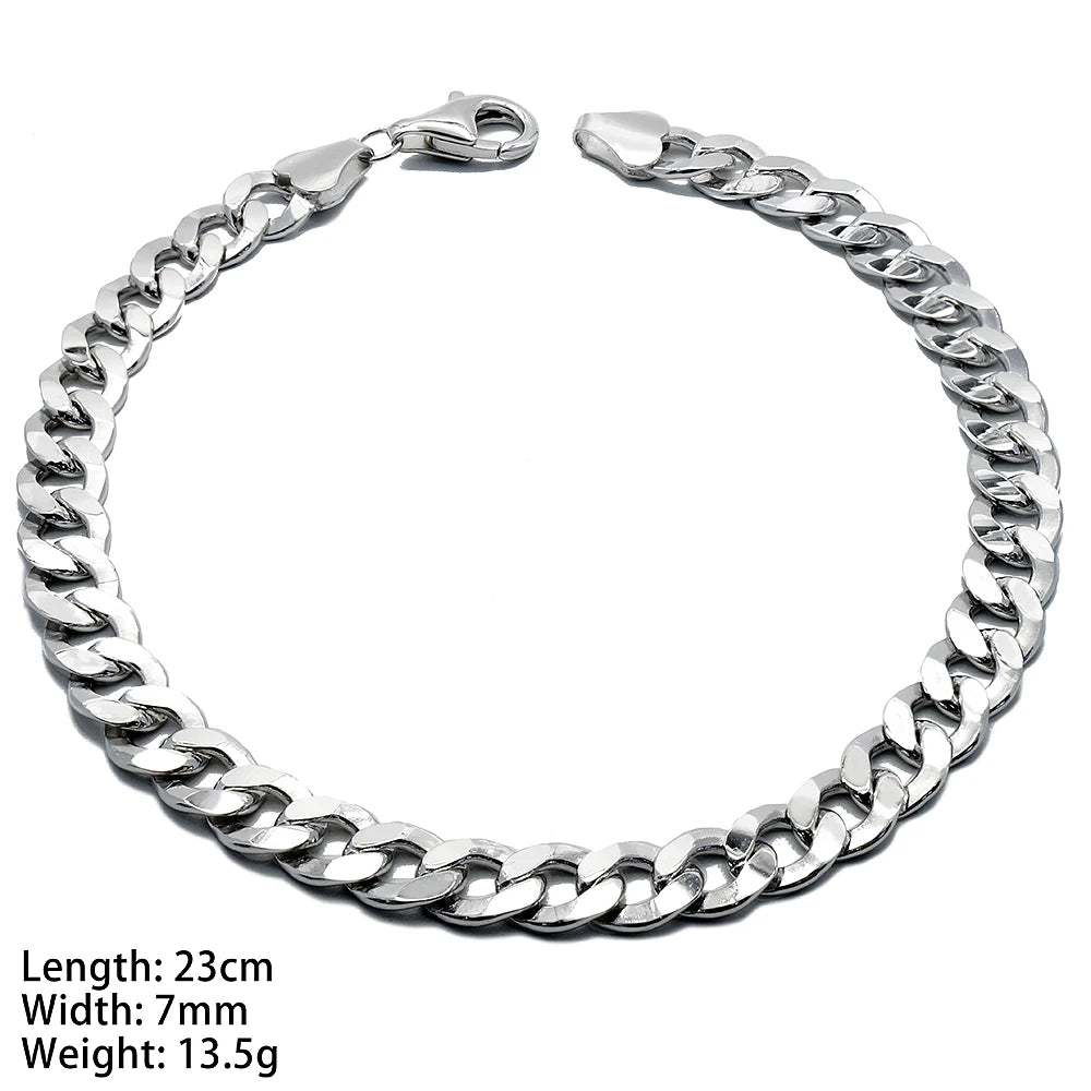 Fine Jewelry Bracelet Sets 925 Sterling Silver Men Bracelets Curb Necklace Wholesale for Women