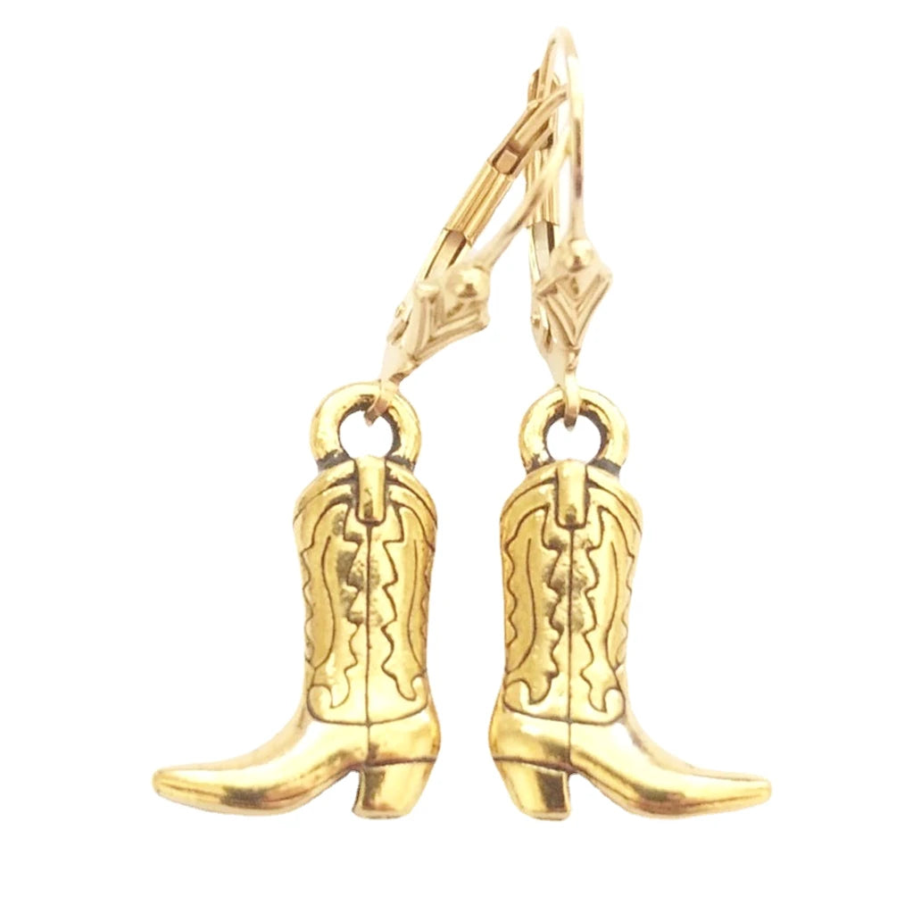 Trend Street Punk Accessories Vintage Gold Silver Dangle Earrings Creative Cowboy Boots Earrings for Women Girls