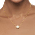 Pearl Necklaces for Women Gold Plated Dainty Cute Single Pearl Necklace Handmade Pearl Chain Necklace Everyday Jewelry Gift