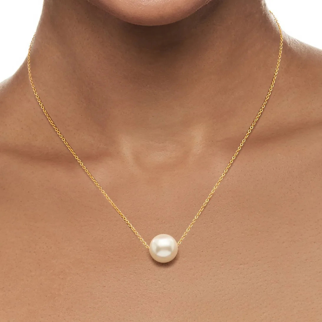Pearl Necklaces for Women Gold Plated Dainty Cute Single Pearl Necklace Handmade Pearl Chain Necklace Everyday Jewelry Gift