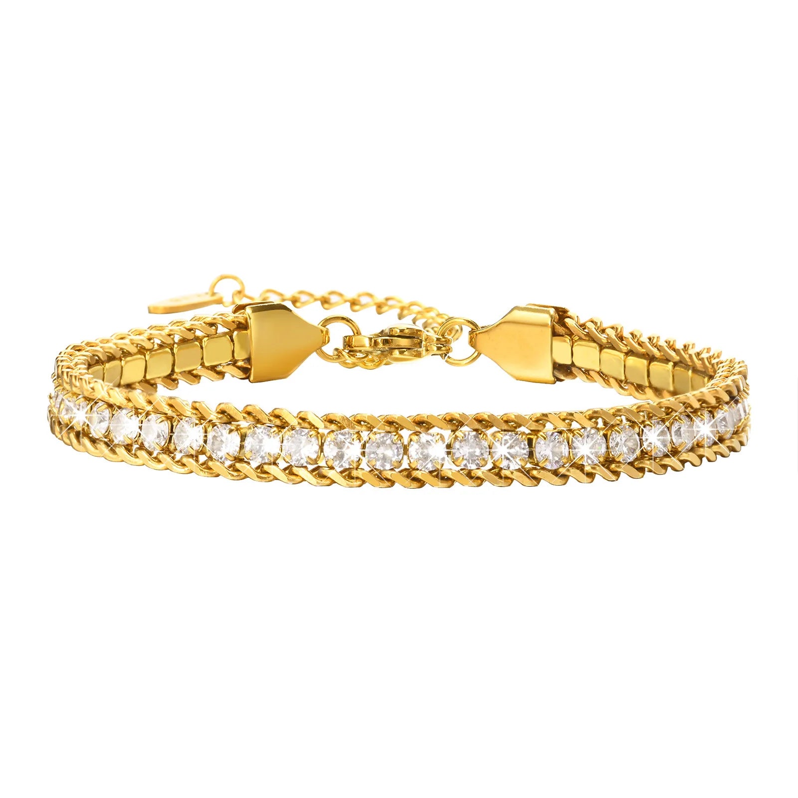 18k Gold Plated 3 Layered Bracelet Wholesale Zirconia Cubic Ball Chain Bracelet