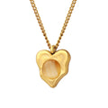 Retro Light Luxury Unisex Classic Stainless Steel 18K Gold-Plated Irregular Heart Shaped Inlaid Opal Pendant Necklace Jewelry