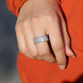 Yubiwa Silver Plated 3A Grade CZ Double Line Finger Wedding Rings Chunky Zircon Diamond Ring Women Engagement