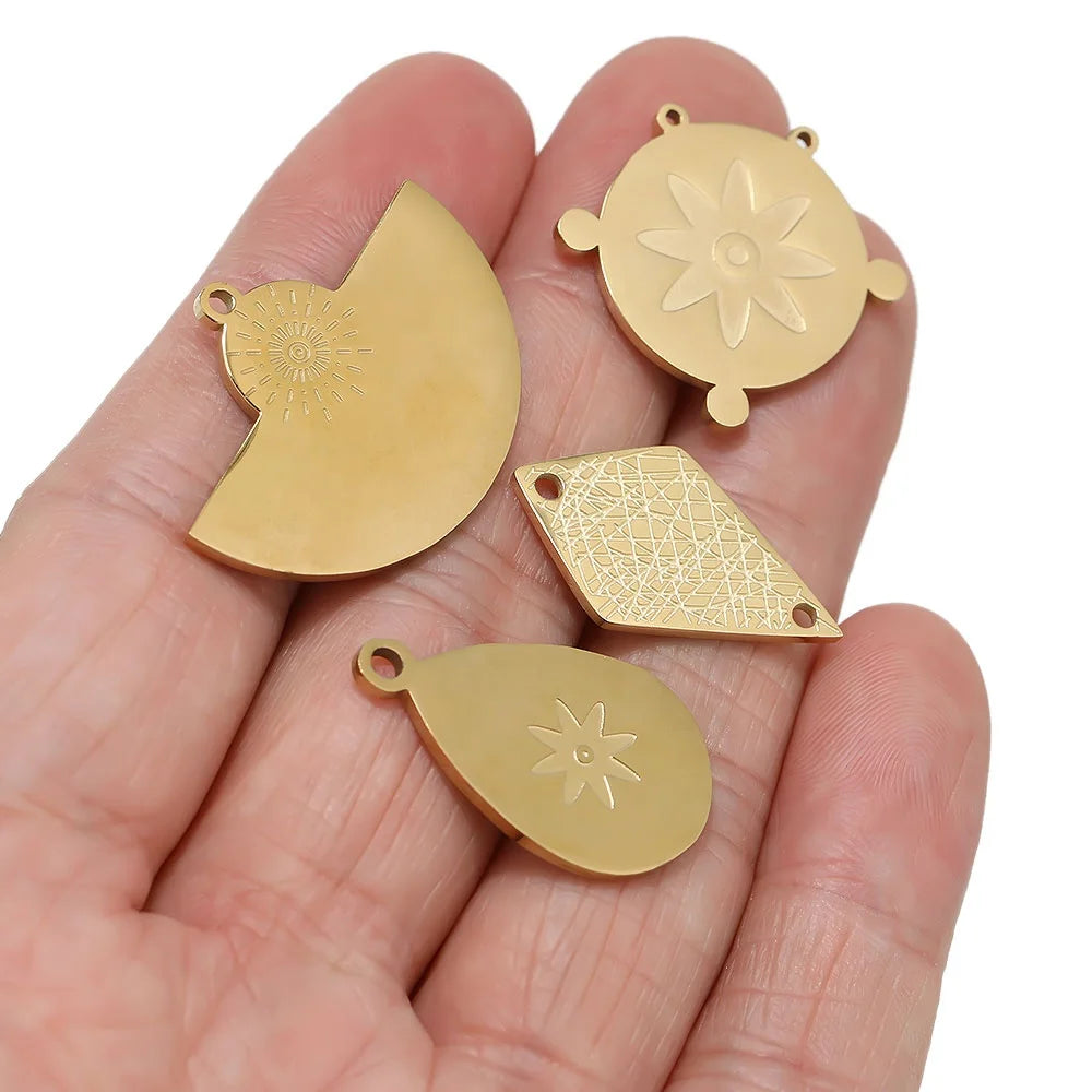 Personality Earrings Pendant Women Water Drop Necklace Stainless Steel Polished Diamond Shape Diy Jewelry Accessories
