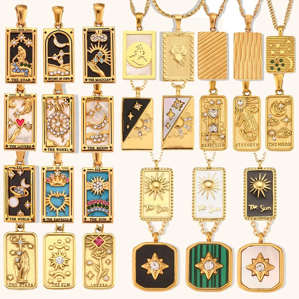 Dingran Fashion Jewelry Sets Tarot Gold Plated Stainless Steel Necklaces Jewelry Set for Woman