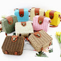 Hand-woven Women Straw Bag Ladies Shoulder Bags Beach Travel Crossbody Bag Female Small Rattan Box Handbag