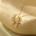 Fashion Jewelry Necklace 925 Sterling Silver Cross Pendant Necklace Two Crosses 18K Gold Plated Zircon Necklace Women